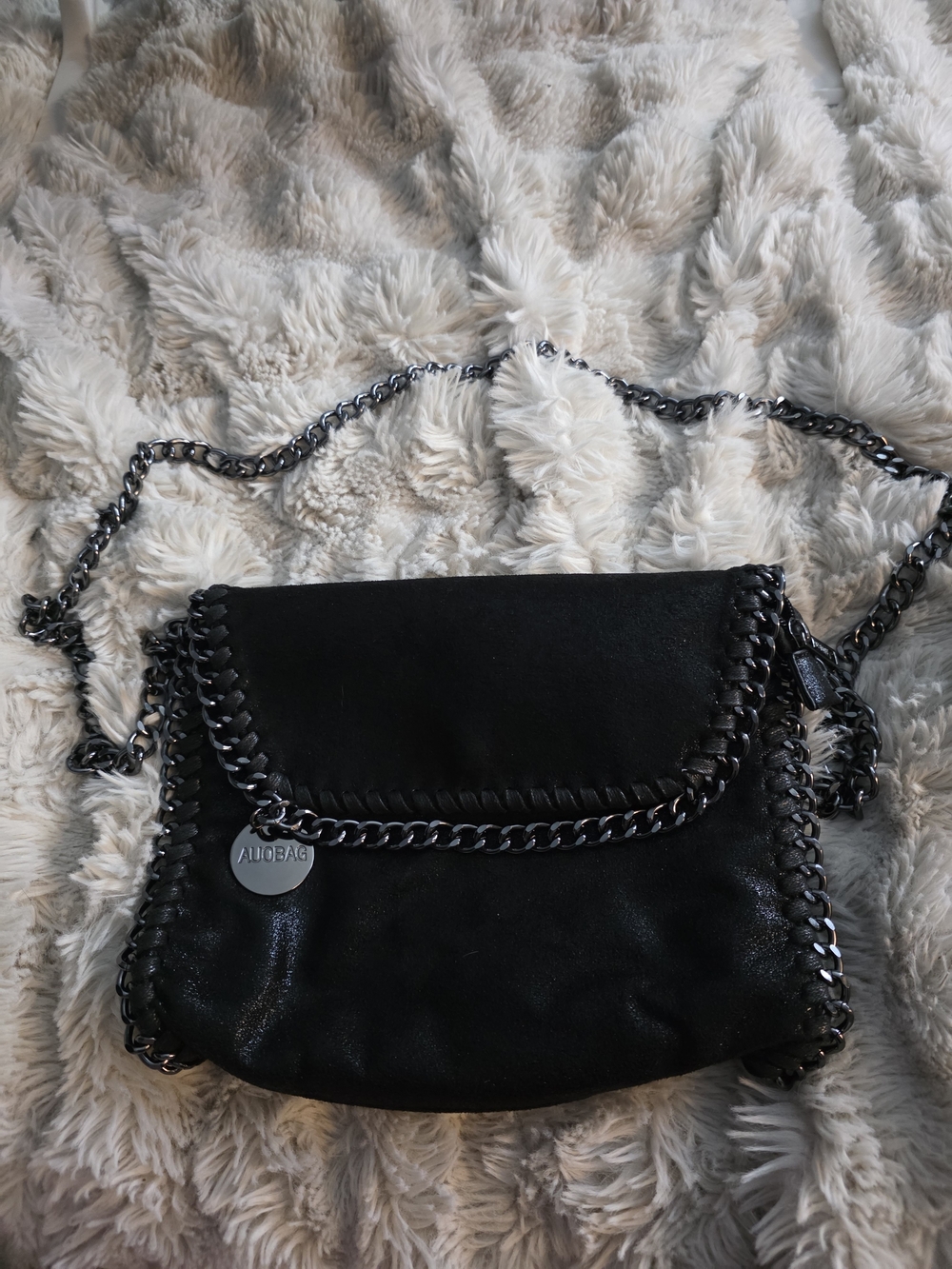 Black Chain-Trim Crossbody Bag